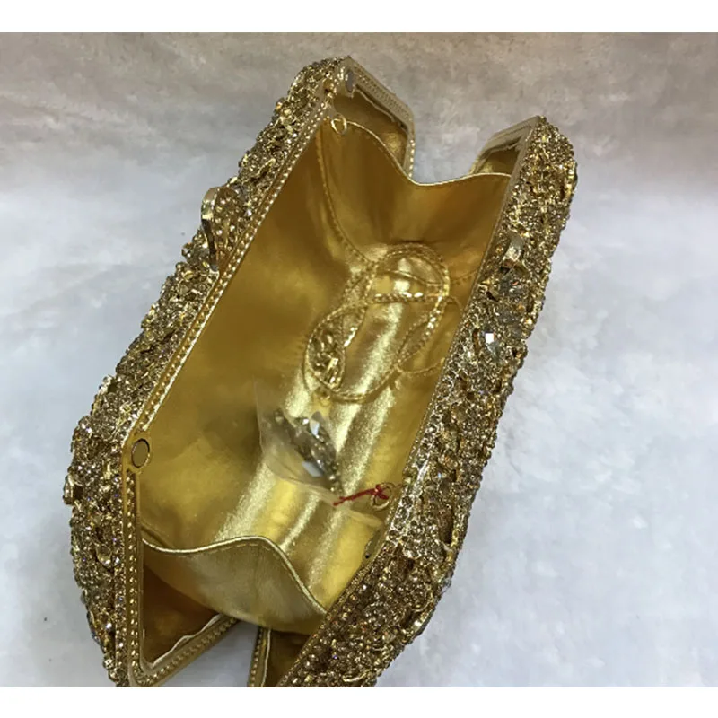 Женские вечерние сумки с кристаллами и бриллиантами Goldfull металлические клатчи