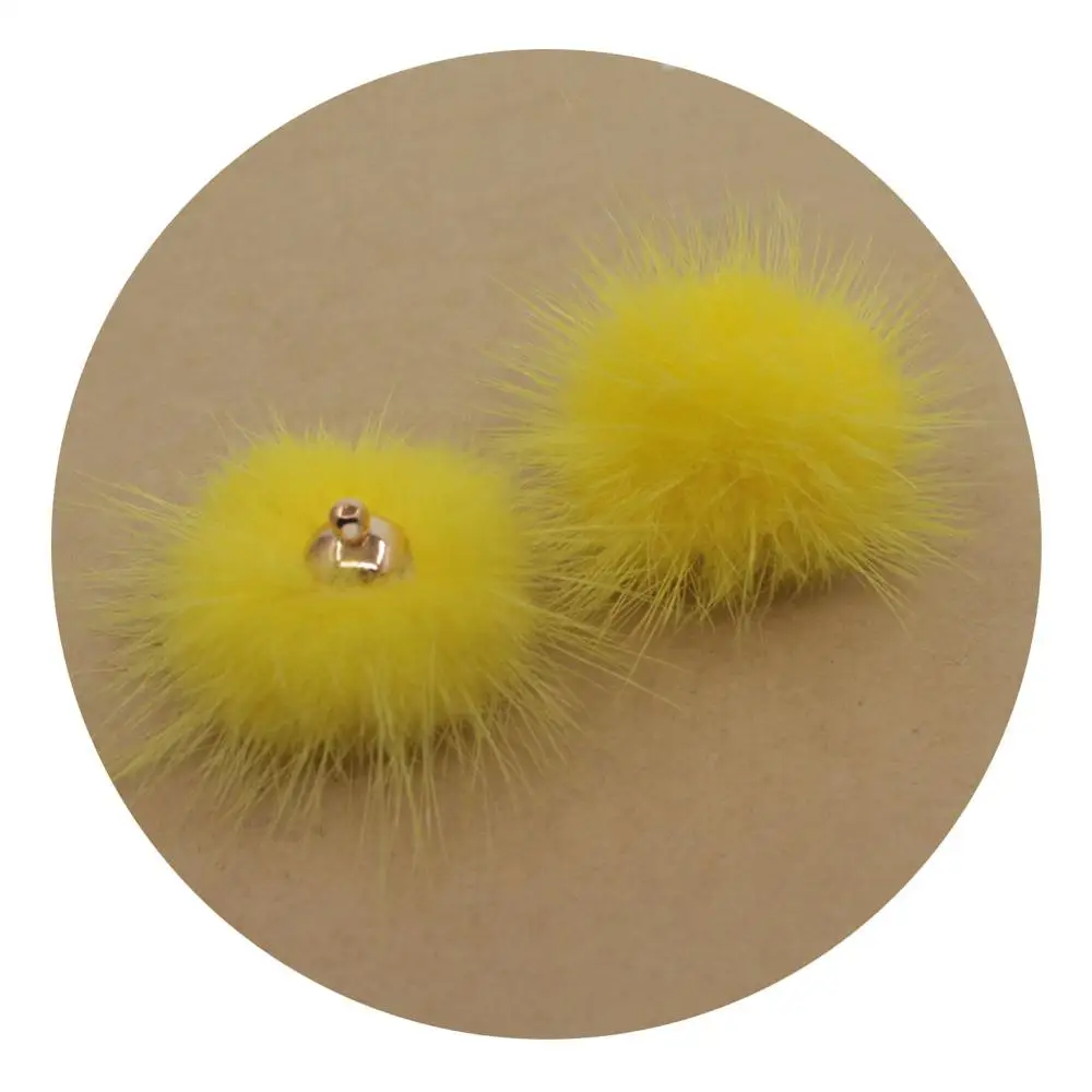 08 yellow Lavida F33 30 мм 5 шт. мех норки мяч с серебряным золотым колпачком/Изготовление ювелирных изделий/брелок для ключей в виде туфли серьги DIY материалы/ювелирные аксессуары - Цвет: 08 yellow