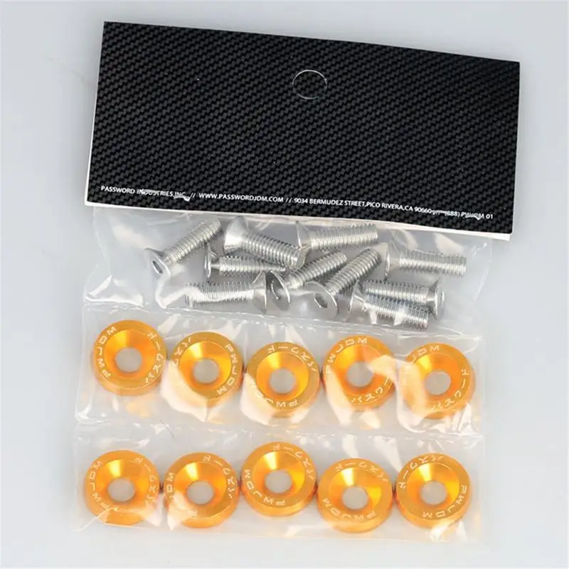 Gold Для JDM автомобиль и установка M6 Pad винты защиты аккумулятора Pad гаек и болтов крыло номерной знак винт украшения - Название цвета: Gold