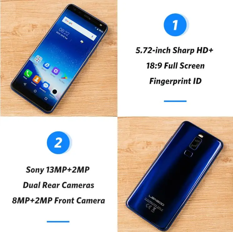 Оригинальный LEAGOO S8 5 72 &quotHD + 18:9 Дисплей Android 7 0 MTK6750T восьмиядерный смартфон 3 GB