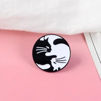 hugging cats black white yin yang tai chi cats brooches enamel pins jeans shirt bag for lovers friends badge accessories