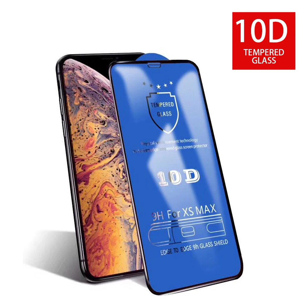 10D полное покрытие Защитное стекло для iPhone 7 8 6 Plus X XR XS Max Защита экрана на