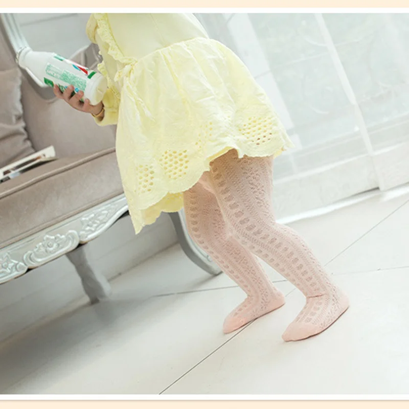 Летние хлопковые трикотажные колготки для маленьких девочек однотонные