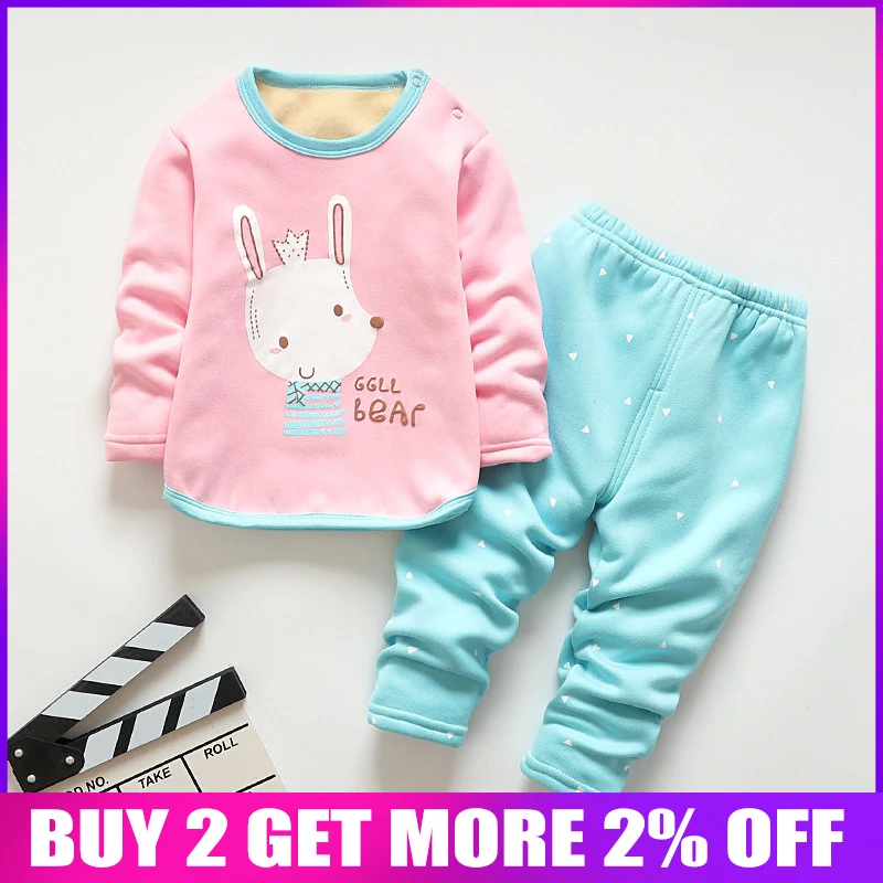 BibiCola/Пижамный костюм для девочек осенне зимняя детская хлопковая бархатная