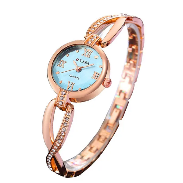 

2021 New Fashion O.T.SEA Brand Rose Gold Bracelet Watches Women Ladies Crystal Dress Quartz Wristwatches OTS064