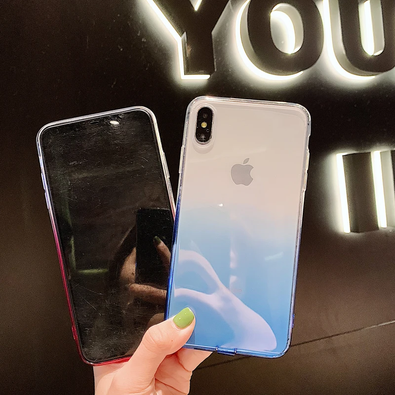 GYPHCA ультра тонкие прозрачные ТПУ чехлы для iPhone X XS Max XR градиентные TUP мягкие