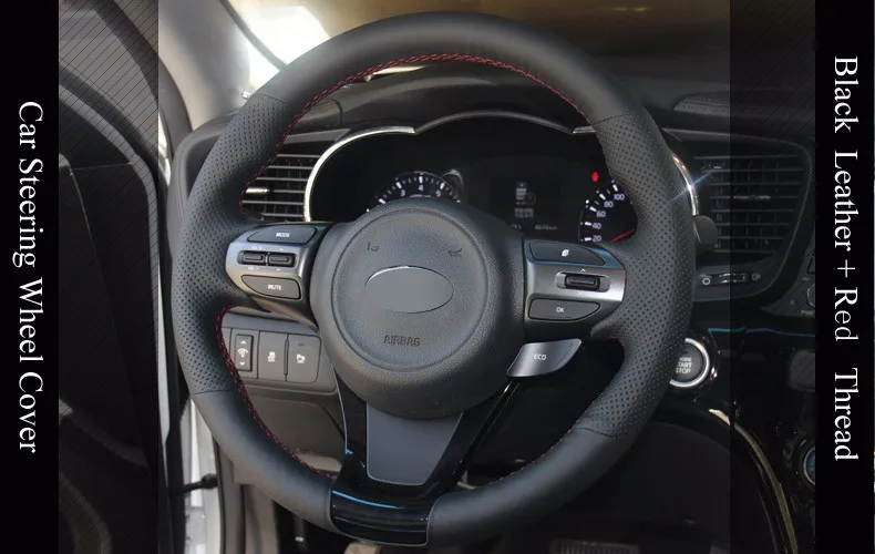 LQTENLEO черная крышка рулевого колеса из натуральной кожи для Kia K5 Optima 2013- K4 2013- K4 Cachet KX3
