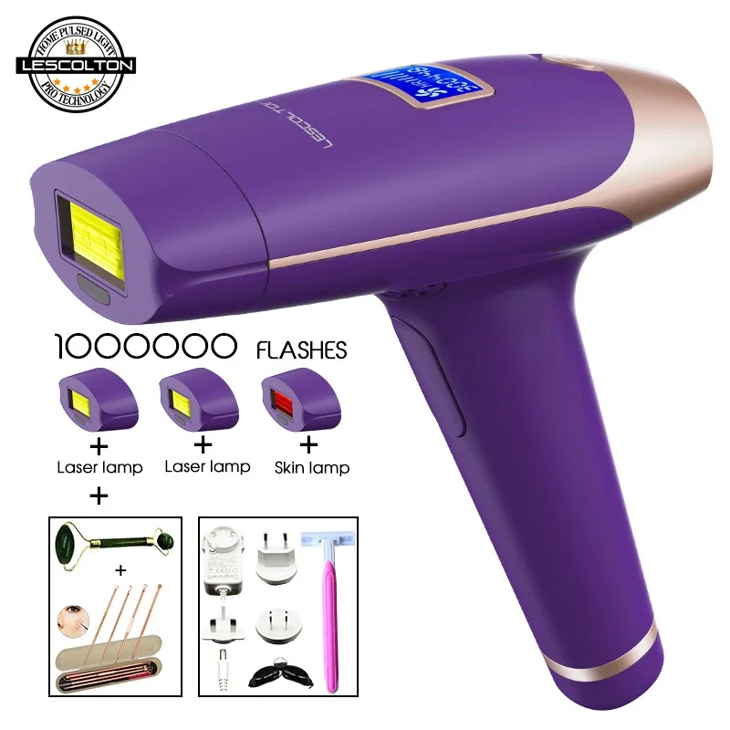 1000000times purple1 Лазерный эпилятор lescolton 1000000 раз, 4 в 1, Эпилятор IPL, эпилятор для удаления волос с ЖК-дисплеем, лазерное постоянное бикини - Цвет: 1000000times purple1