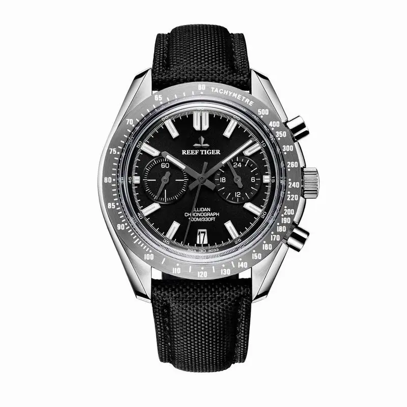 RGA3033YBB Reef Tiger/RT мужские дизайнерские спортивные часы с ремешком из телячьей кожи и нейлона 316L стальные светящиеся часы с хронографом RGA3033 - Цвет: RGA3033YBB