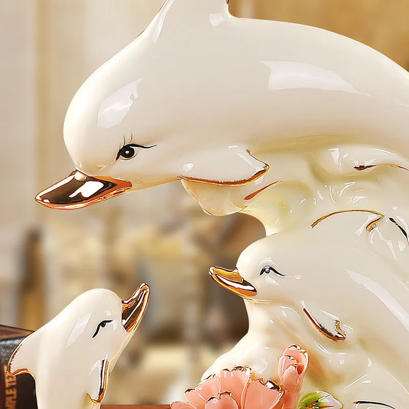 

ceramic creative dolphin family lover home decor crafts room decoration ornament porcelain animal figurine wedding decoration