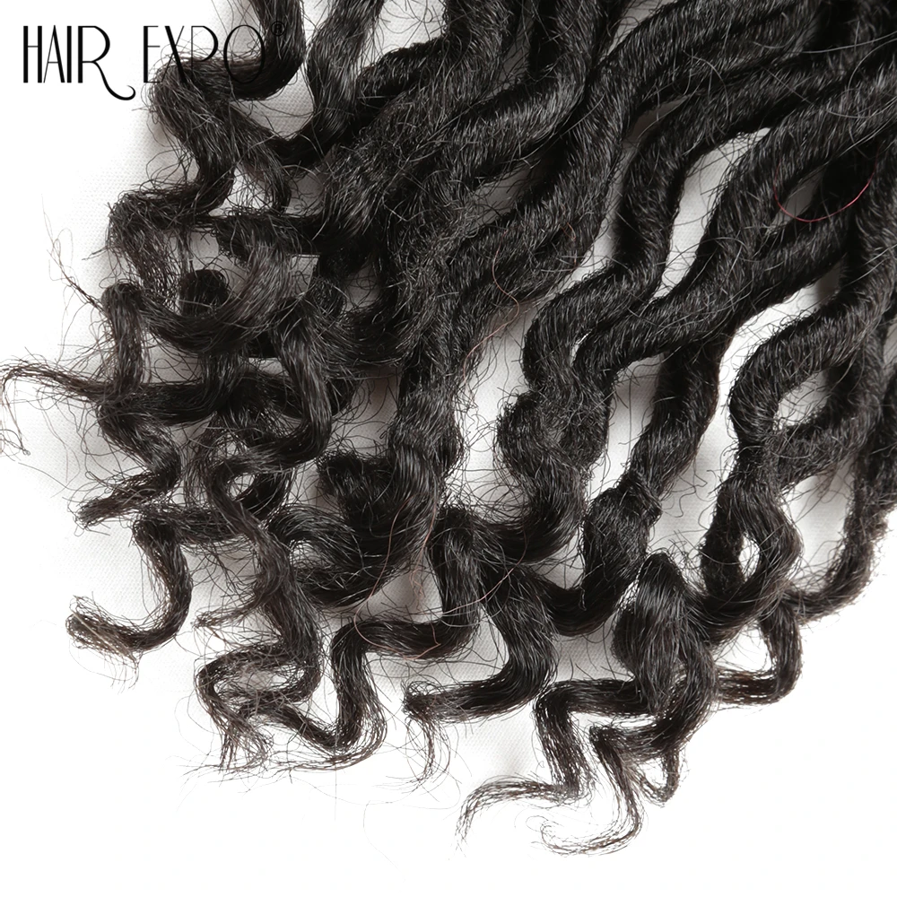 Волосы EXpo City 12 ''богиня Faux locs Curly концы короткие волнистые синтетические волосы для наращивания крючком косы 12 прядей/упаковка черный Afros