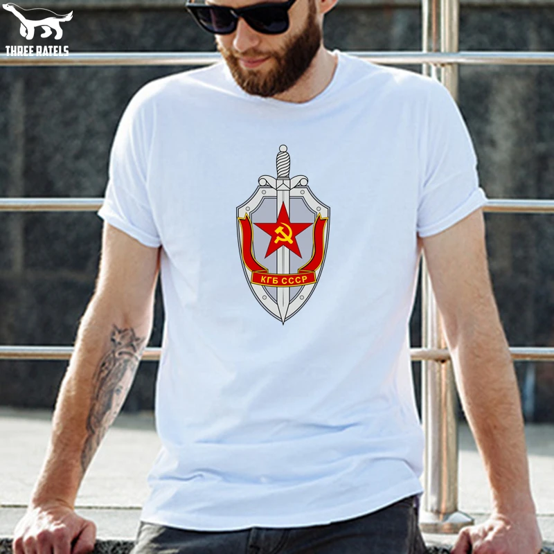 Three Ratels FUT137 эмблема кгб ссср щит и мч фотболка мужская мужские футболки майка