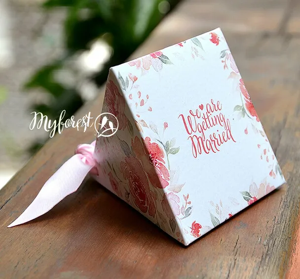 50 шт. коробка для конфет с розовыми акварелями Свадебная красивыми двусторонними