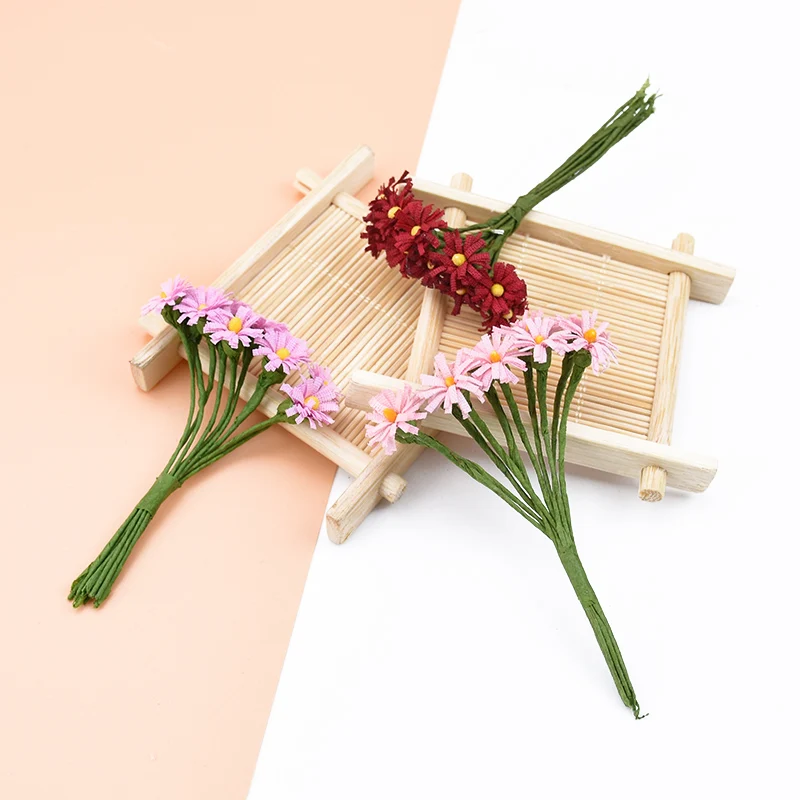 

10pcs MINI silk daisy decorative flowers wreaths diy gifts candy box Christmas wedding home decor accessories artificial flowers