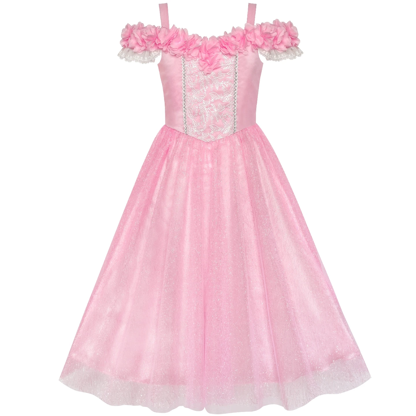 Flower Girls Dress Pink Cold Shoulder Bridesmaid Wedding 2020 Summer Princess Party Dresses Girl Clothes Pageant Sundress | Детская
