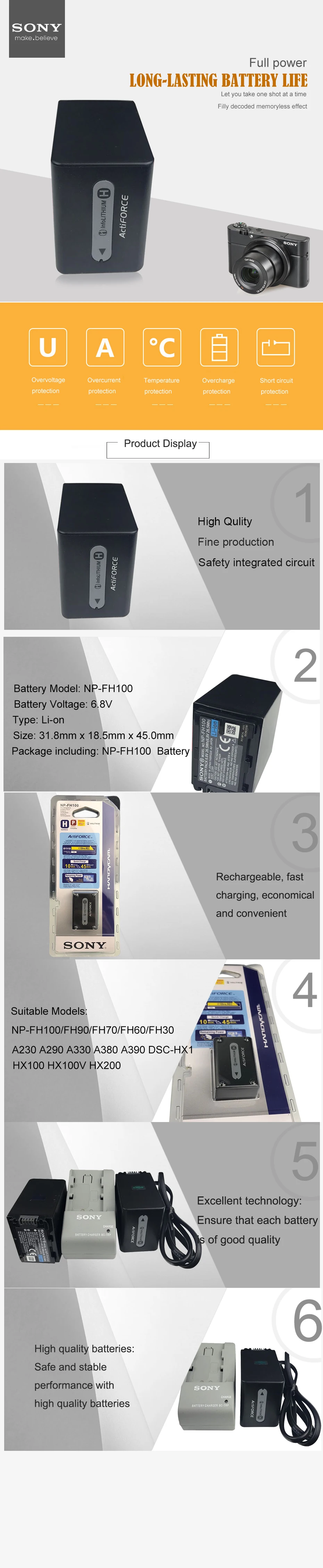 1 шт./лот sony NP-FH100 NP FH100 FH100 Камера Батарея NP-FH100 NP-FH30 NP-FH40 NP-FH60 NP-FH50 NP-FH70 HDR-SR+ Зарядное устройство