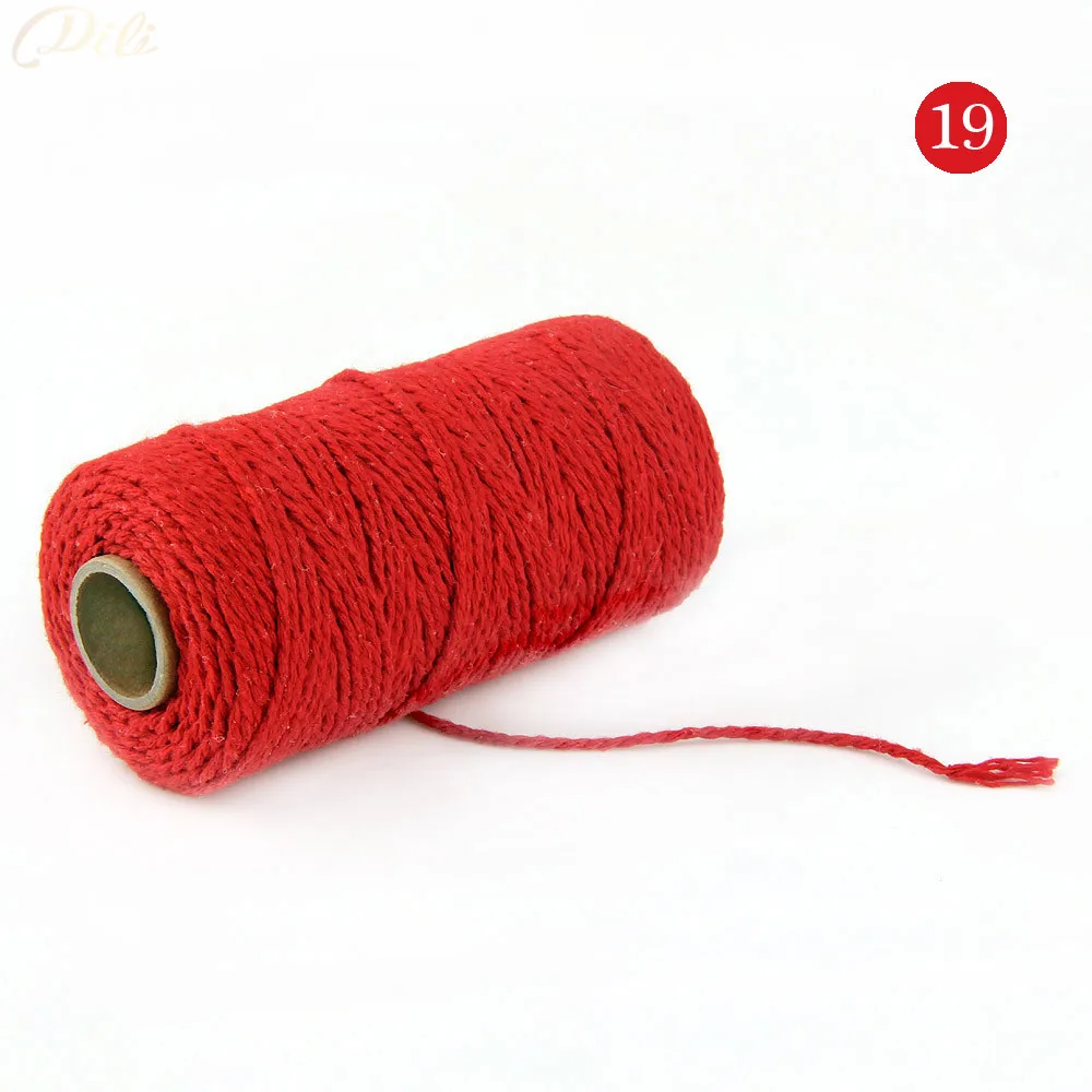 100 метров/рулон двухслойный хлопковый шпагат веревка шнур красный 2 мм хлопковая