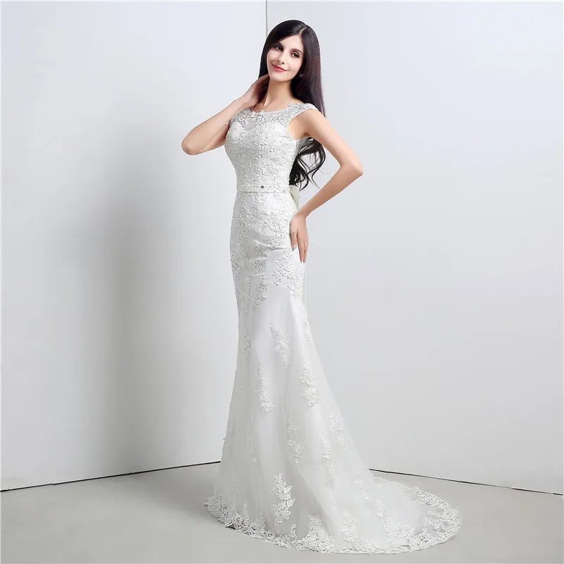 С низким вырезом на спине Vestido De Noiva свадебные платья русалки Кепки одежда с