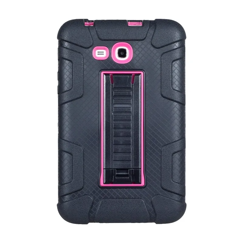 black pink case Чехол для планшета для Samsung Galaxy Tab 3 Lite 7,0 7 T110 T111 T115 T116 шин кремния малыш противоударный подставка из зернистой кожи с ручкой - Цвет: black pink case