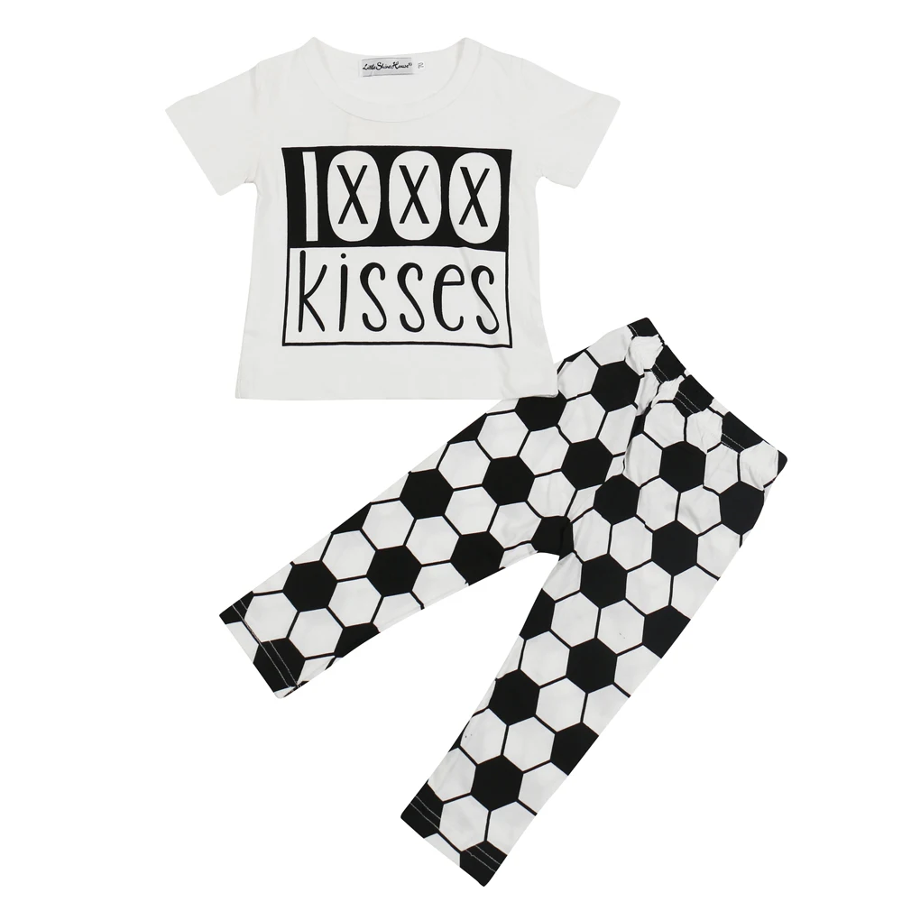 2020 summer style Baby Boys clothes Girl Clothing Sets Football pattern short sleeve + trousers Infantis Newborn | Детская одежда и