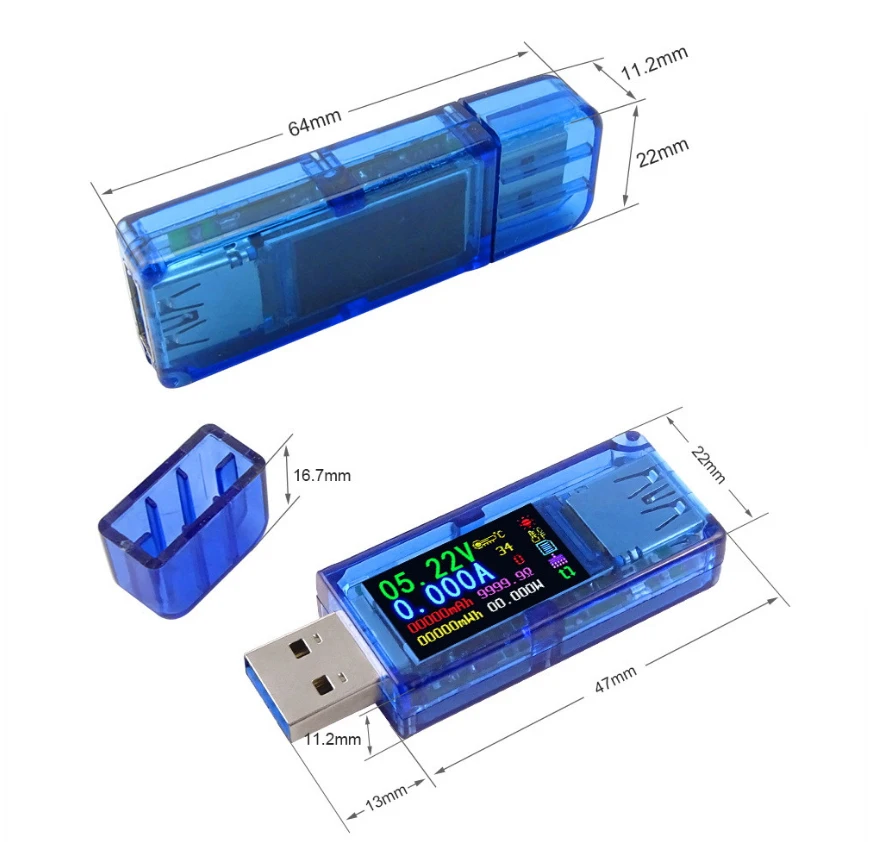 AT34 USB 3 0 цветной ЖК Вольтметр Амперметр Напряжение измеритель тока мультиметр