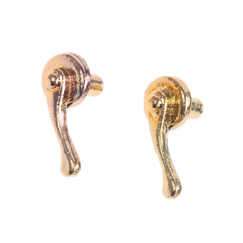2Pcs Dollhouse Miniatures Alloy Door Pull Handles Locks For 1/12 Dolls House Accs for Children Kids DIY Mini Toy Gold | Игрушки и хобби