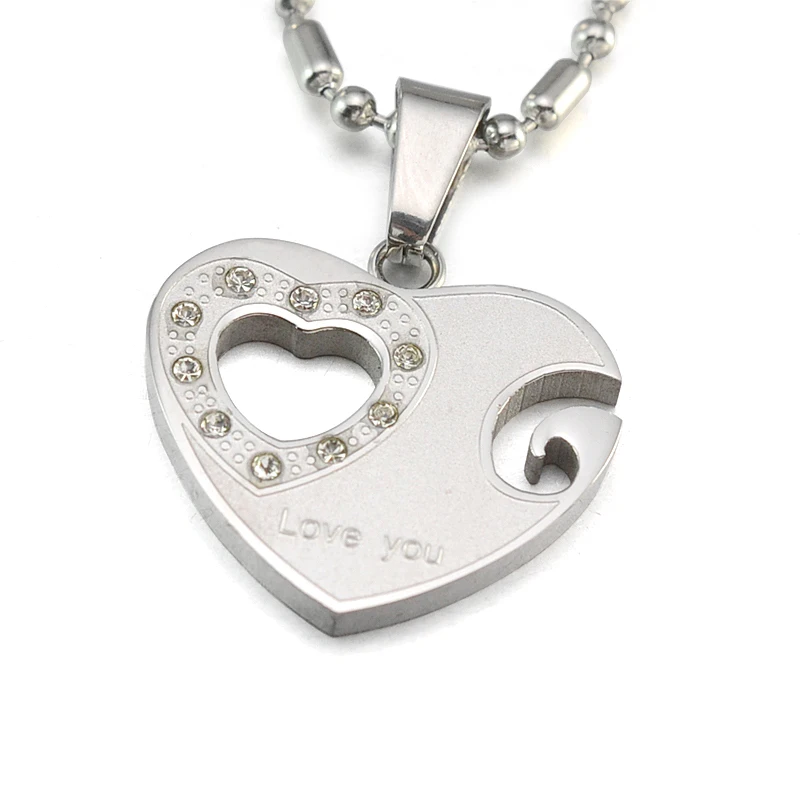 Двухцветная Мужская и женская подвеска в виде сердца с цепочкой для колбасы 60