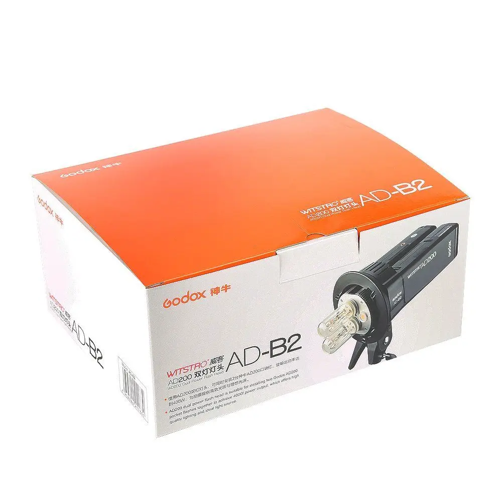 Godox WITSTRO AD B2 AD200 Dual Power Flash Head Bowens Mount Double Tube светильник Bracket for Speedlite|Аксессуары для