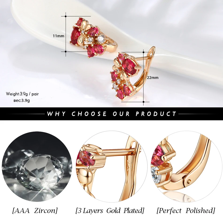 ORSA JEWELS, высокое качество, золотые женские Сияющие серьги-гвоздики, AAA, Синий и Красный кубический циркон, Роскошные вечерние серьги, ювелирное изделие, подарок OME60