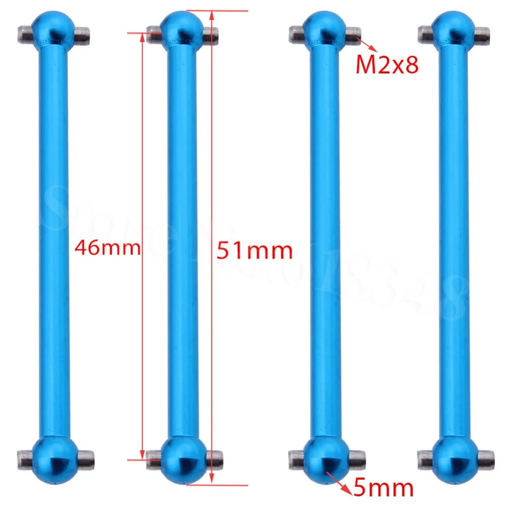 4pcs-Pack Wltoys A979 Металл Dogbone 51 3x8 мм Передняя Задняя A959-07 для 1/18 масштаб 4WD