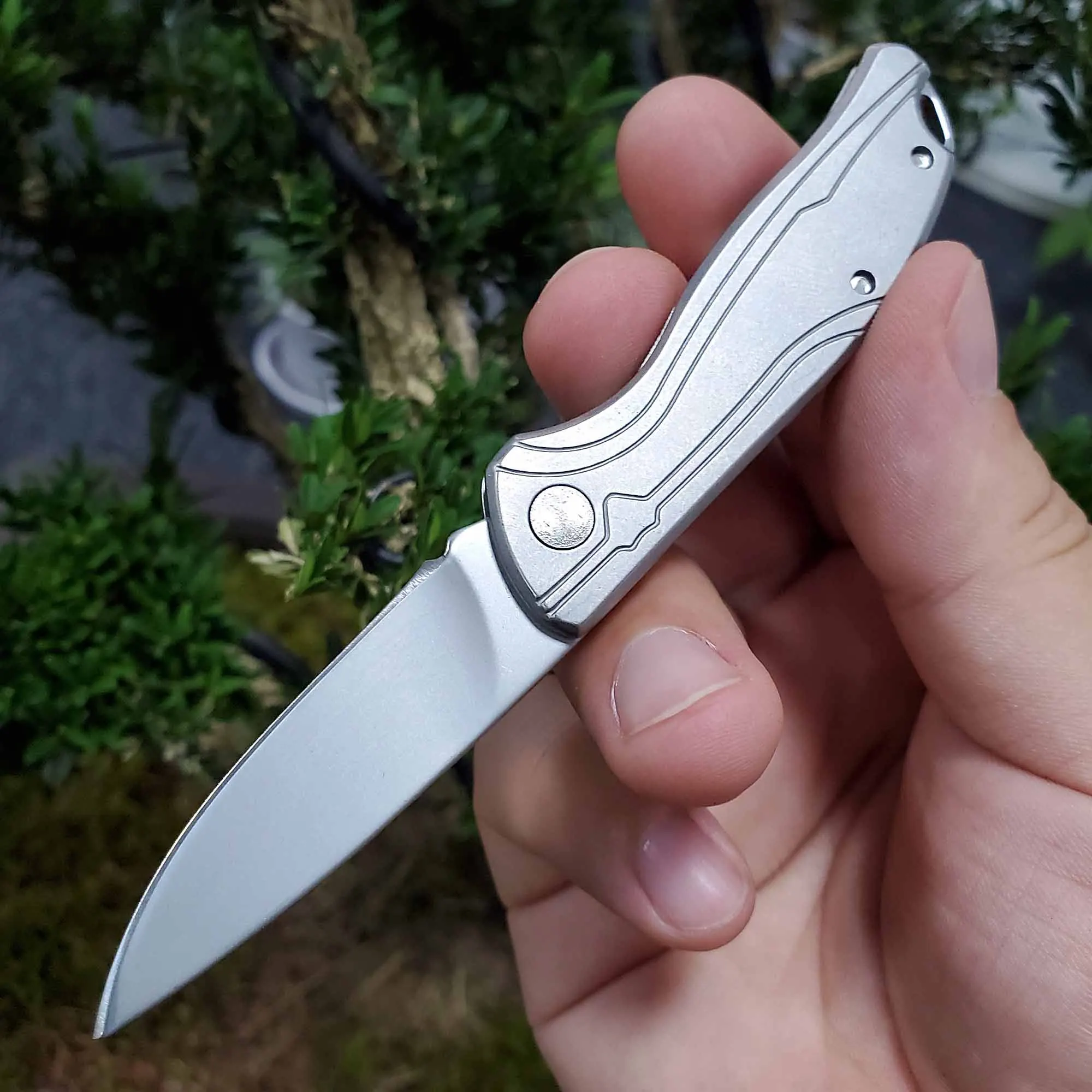 Gray Handle JSSQ карманный складной нож 440C Лезвие стальная ручка выживания охотничьи Тактические Ножи Открытый Отдых ключ кулон мульти EDC инструменты - Цвет: Gray Handle