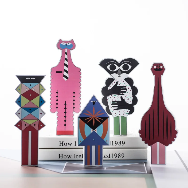 Деревянные мультяшные абстрактные фигурки в скандинавском стиле красочные
