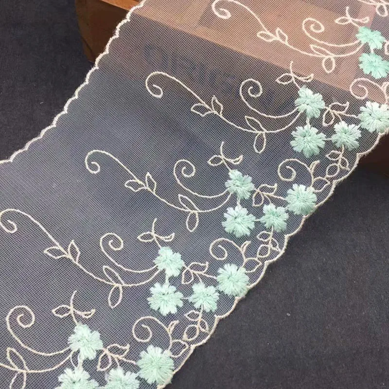

15 Yards Handmade DIY Clothing Accessories Floral Embroidery Lace Fabric Curtains Sofa Doll Dress Lace Trim 14cm wide