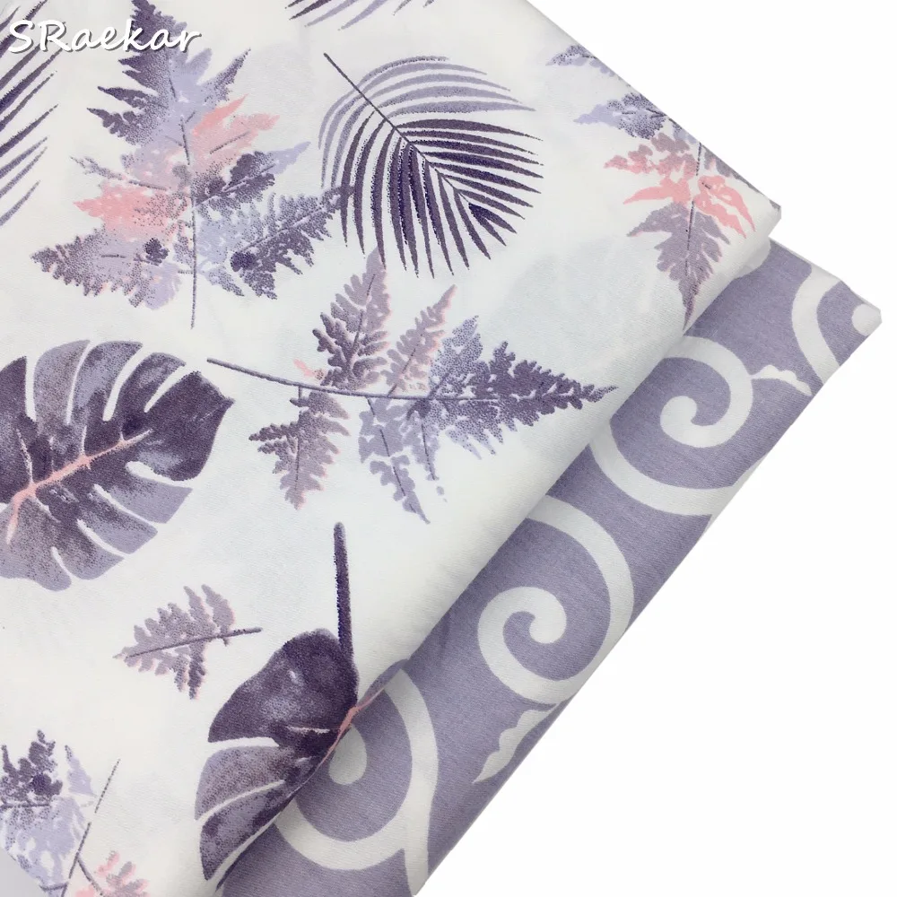 Sraekar 100% хлопок twill Ткань фиолетовый elagant большие листья ткань для DIY Детская одежда