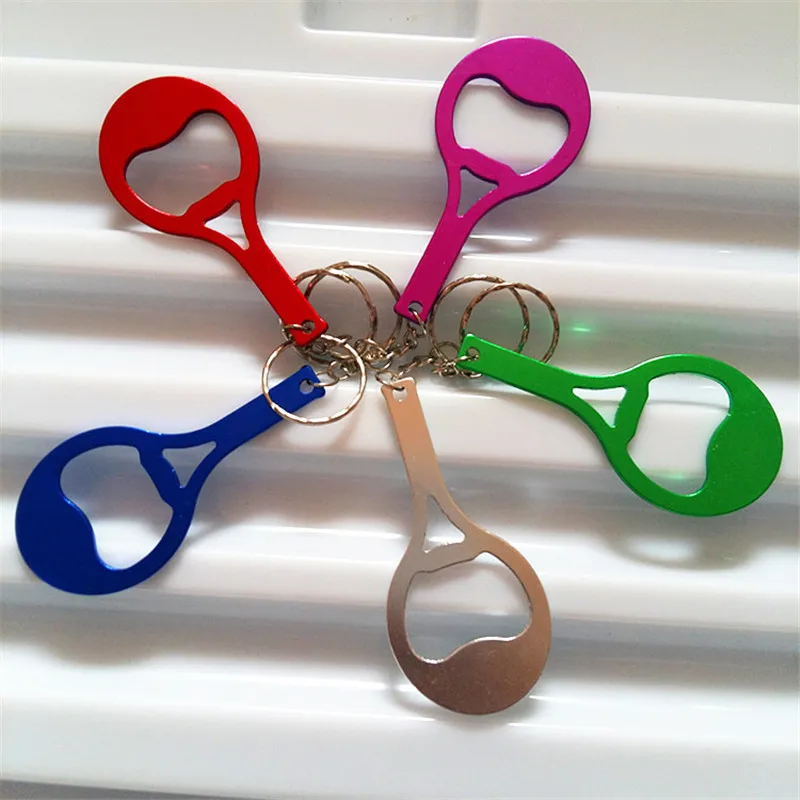 

500pcs/lot Tennis Racket Bottle Opener Outdoor Sport EDC Metal Wine Beer Can Opener Keychain Durable Factory wholesale