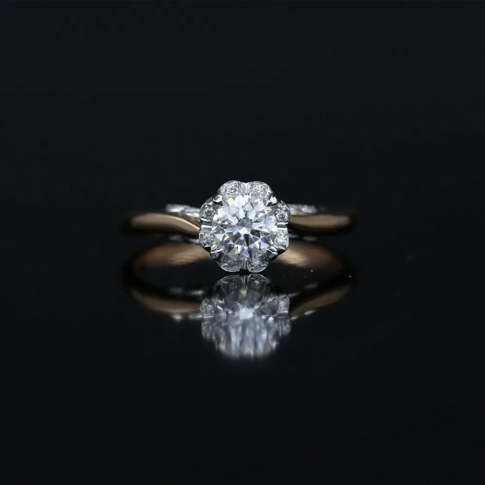 LASAMERO 0.50CT FG/SI Round Cut Natural Diamond Ring For Women 18k White Gold 2 Tone Certified Engagement Wedding | Украшения и