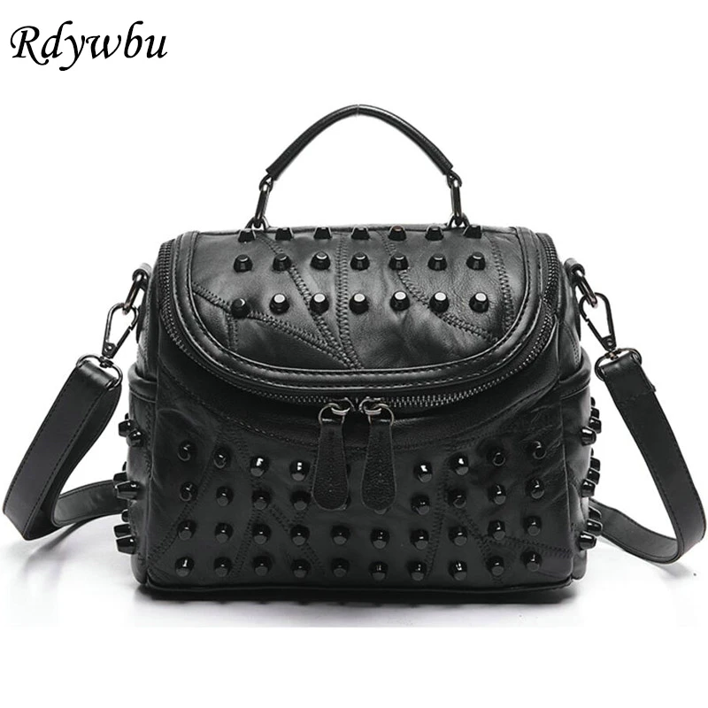

Rdywbu New 2018 Women Bag Fashion Messenger Bags Rivet Handbag Crossbody Bags For Women Sheepskin Leather Shoulder Bag H230-1
