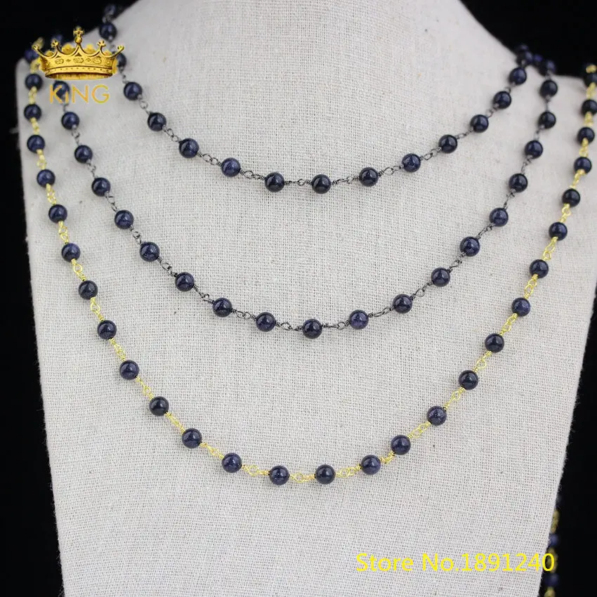 Цепочка с круглыми бусинами и черного цвета 5 метров | Украшения аксессуары