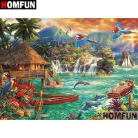 homfun 5d diy diamond painting full squareround drill parrot dolphin scenic embroidery cross stitch gift home decor a07924