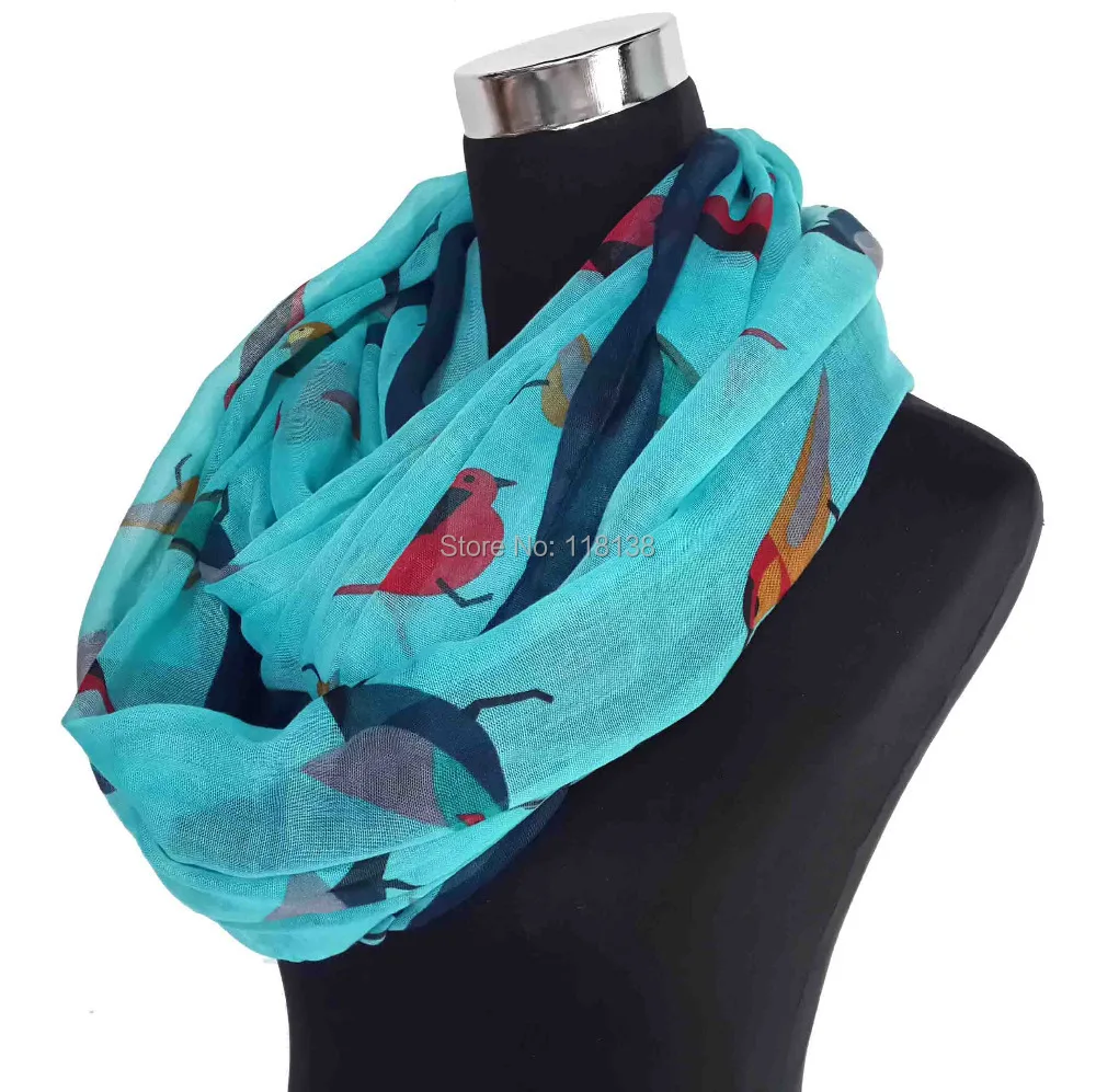 Модный цветной шарф хомут с принтом Птицы Бесконечность шаль шарфы Женские