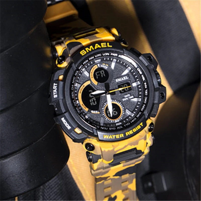 Smael лидер продаж брендовые Роскошные камуфляжные кварцевые мужские часы
