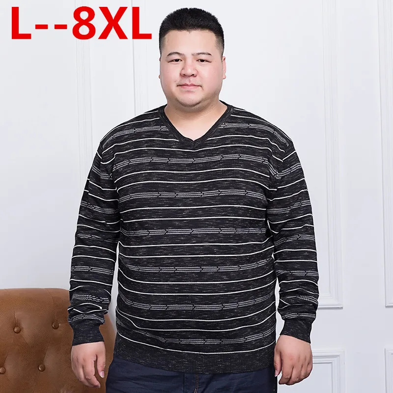 Большой 10XL 8XL 6XL 5XL 4XL свитер для мужчин новинка весны 2018 полосатые трикотажные