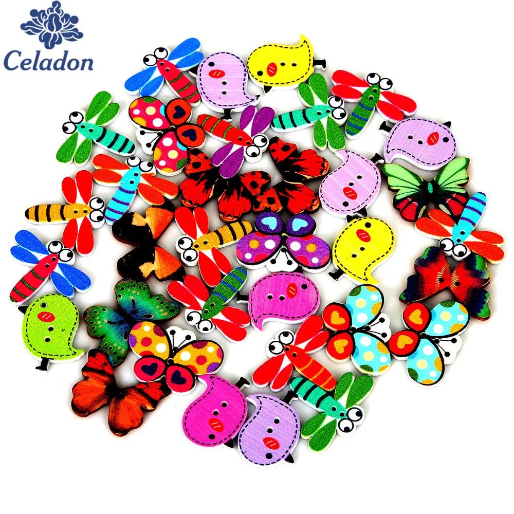 Лидер продаж розничная продажа 50 шт./лот Разноцветные деревянные пуговицы с