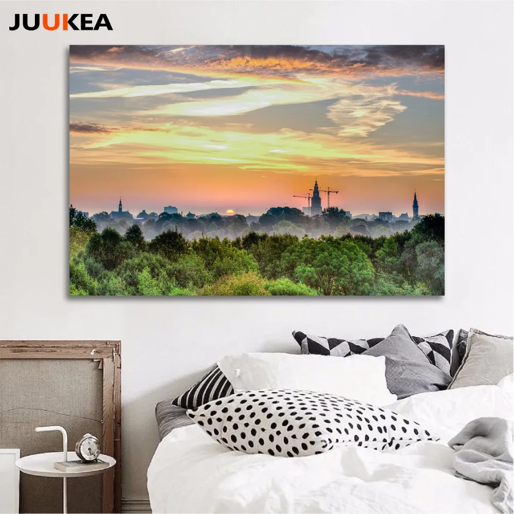 Гронинген город в рано утром Топ пейзажной фотографии печать холст картина