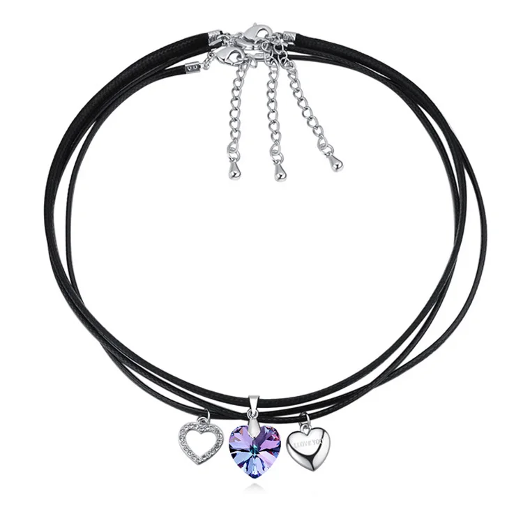 3 шт. кристаллами от Сваровски Сердце колье в винтажном стиле Rope Chain ювелирные