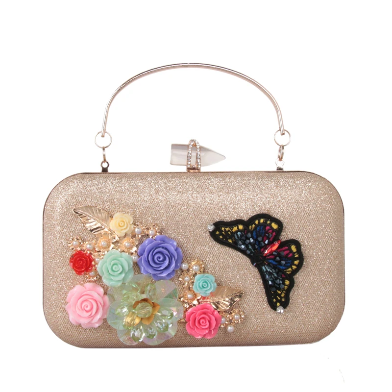 

DAIWEI Women Evening Bag leatherette Wedding Event/Party/dinner Formal Flower Pearl Detailing Bead Floral Petals New Design Bags