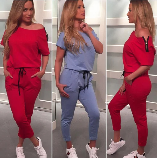 2017 Autumn Jumpsuits Women BodySuits Overalls Sexy O neck slim Jumpsuit Romper short sleeve Elegant Female Outwear | Женская одежда