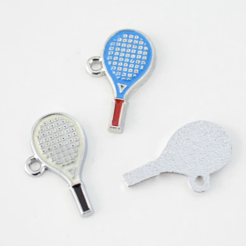 Цветная Милая теннисная подвеска в виде ракетки серебряная основа эмалированные