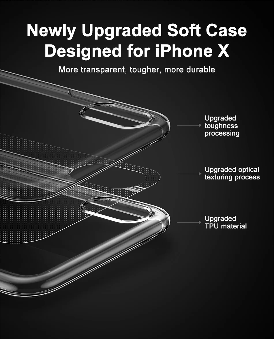 Чехол Baseus для iPhone X, Ультратонкий Мягкий силиконовый чехол для iPhone X, противоударный защитный чехол, аксессуары для телефонов