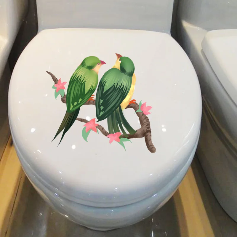 YOJA 23.2X21.1CM Lover Birds In Trees Toilet Home Decor Wall Sticker Decal Funny Animal T3-1168 | Дом и сад